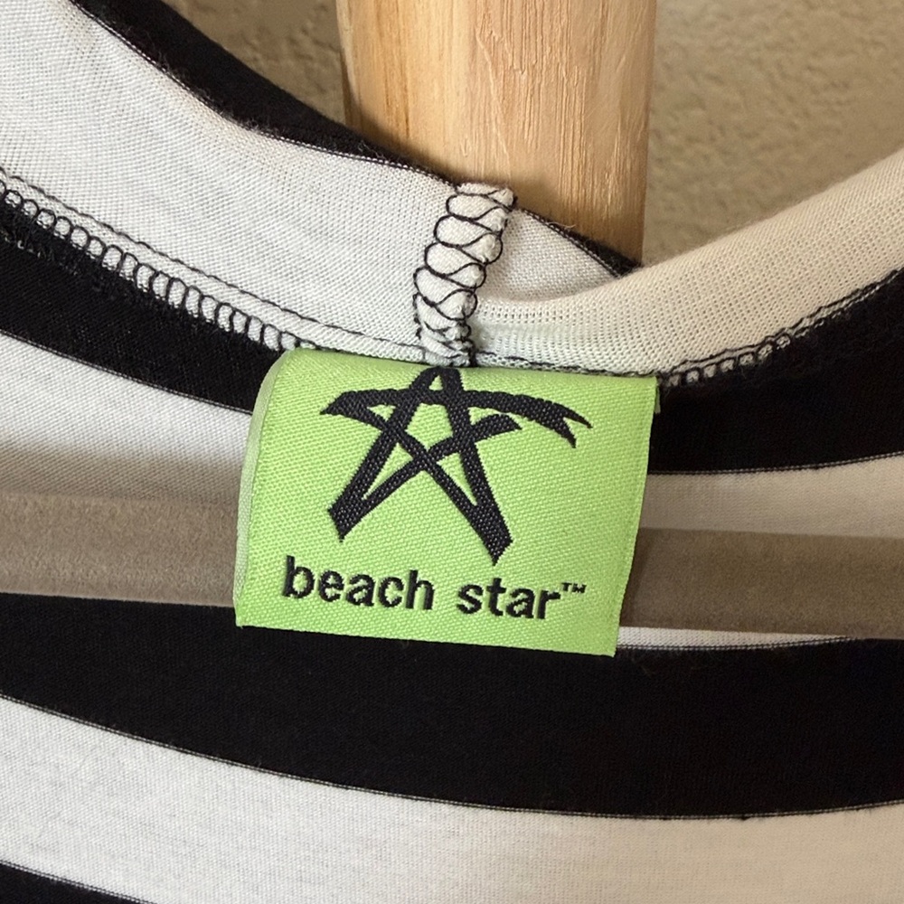 Striped Black & White Hooded Swim Coverup - Picture 2 of 3